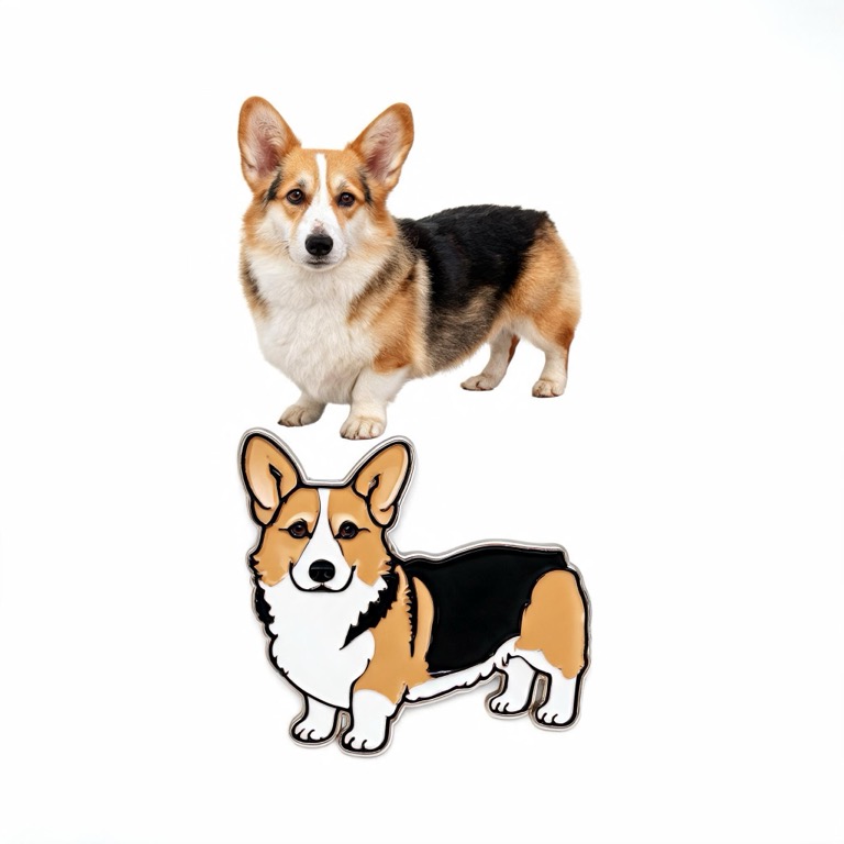 Enamel pin — AI pet portrait template